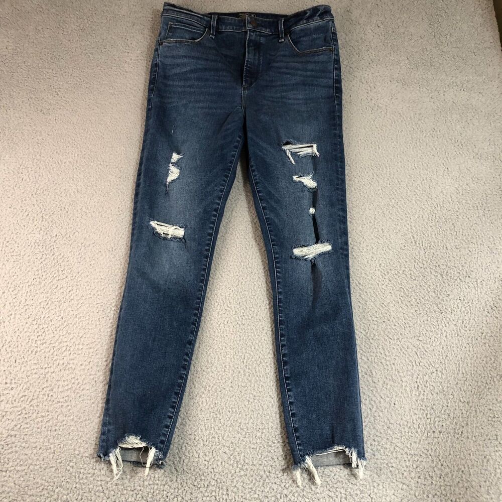 Abercrombie & Fitch Jean Women 30 Blue Simone High-Rise Ankle Distressed Raw Hem